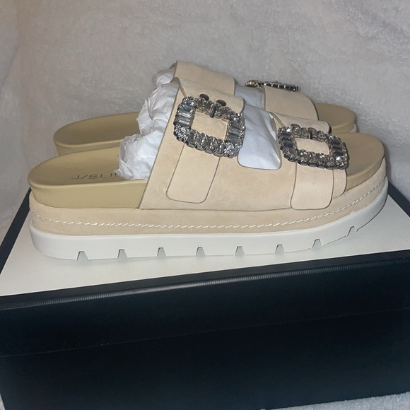 NWT J/SLIDES RICE Sand Suede Sandal - Picture 9 of 15